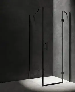 Sprchové kouty OMNIRES MANHATTAN čtvercový sprchový kout s křídlovými dveřmi, 90 x 90 cm černá mat / transparent /BLMTR/ MH9090BLTR