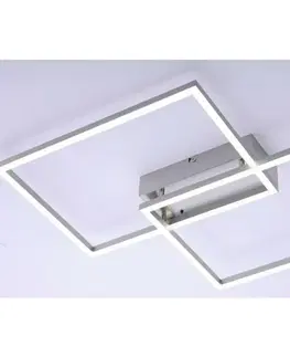 Designová stropní svítidla LEUCHTEN DIREKT is JUST LIGHT LED stropní svítidlo hranaté v barvě oceli, 2-ramenné a stmívatelné s možností změny teploty barvy dálkovým ovladačem 2700-5000K
