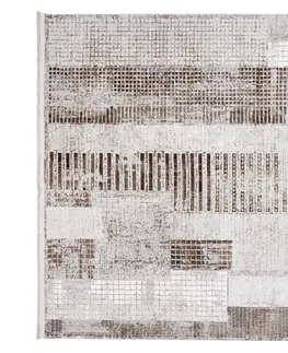 Vintage koberce Designový vintage koberec s geometrickými vzory v hnědých odstínech