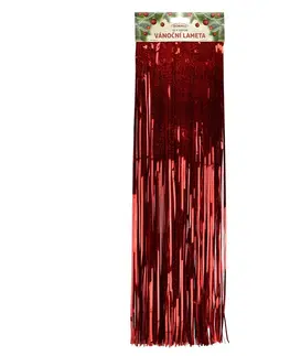 Vánoční dekorace Lameta vánoční červená, 50 x 100 cm, laser efekt