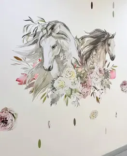 Samolepky na zeď Dětské samolepky na zeď - Romantická samolepka s koňmi