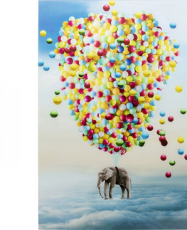 Skleněné obrazy KARE Design Skleněný obraz Balloon Elephant 100x150cm