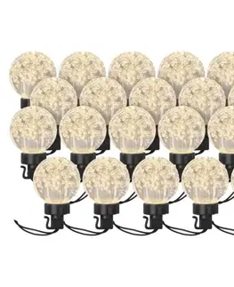 LED řetězy EMOS LED světelný řetěz – 20x párty žárovky, 7,6 m, venkovní i vnitřní, teplá bílá DCPW07