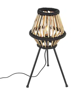 Stolni lampy Venkovská stativová stolní lampa bambus s černou - Evalin