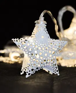Vánoční dekorace Solight Světelný LED řetěz s 10 kovovými hvězdami, 1 m, teplá bílá