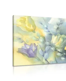 Obrazy květů Obraz akvarelové žluté tulipány