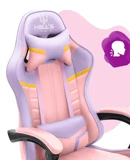 Herní křesla Dětská židle na hraní HC - 1004 růžová a fialová se žlutými detaily