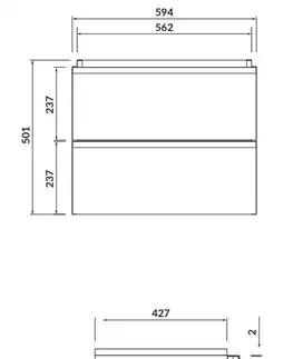 Koupelnový nábytek CERSANIT Umyvadlová skříňka VIRGO 60 šedý dub s černými úchyty S522-021
