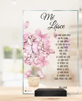 Cedulky s věnovaním (dárky) Dárek pro ženu - skleněná plaketa s vyznáním lásky