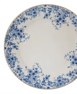 Talíře Porcelánový jídelní talíř s modrými květy Blue Flowers - Ø 26*2 cm Clayre & Eef BFLFP