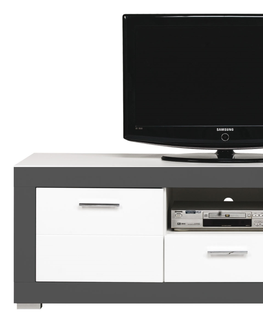 TV stolky Televizní stolek JAMASOTA 2D1S, bílý mat/grafit