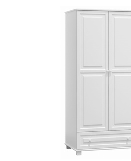 Šatní skříně Skříň kombinovaná 2D BHAGIRA 1, šíře 80 cm, masiv borovice, moření: bílé