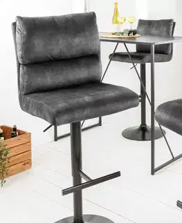 Barové židle LuxD Designová barová otočná židle Frank tmavě šedý samet