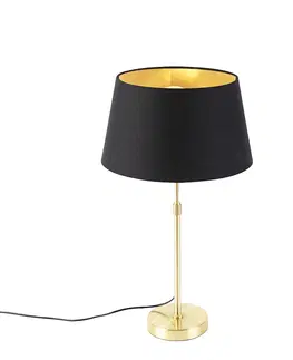 Stolni lampy Stolní lampa zlatá / mosazná s odstínem černé se zlatem 32 cm - Parte