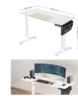 Psací stoly SONGMICS Psací stůl Vasagle Foral elektricky nastavitelný 140 cm bílý