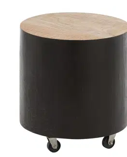 Konferenční stolky Dřevěný kulatý odkládací stolek na kolečkách Mirro - Ø 40*44cm J-Line by Jolipa 85214
