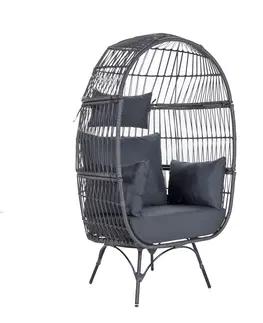 Zahradní židle a křesla 3kraft Zahradní ratanové křeslo Egg šedé