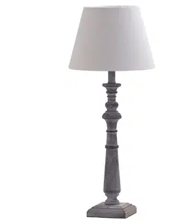 Luxusní a designové stolní lampy Estila Rustikální stolní lampa Boisé v šedé barvě s béžovým lněným stínidlem 50 cm
