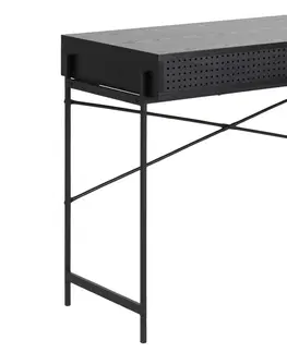 Psací stoly Dkton Designový psací stůl Naarah 110 cm černý