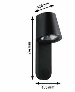 LED venkovní nástěnná svítidla PAULMANN LED venkovní nástěnné svítidlo Caissa pohybové čidlo HF senzor IP44 105x127mm 3000K 9W 230V 65° antracit hliník