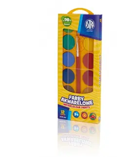 Hračky ASTRA - Vodové barvy se štětcem průměr 30mm 12 barev, 302118002