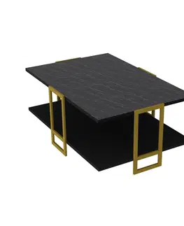 Konferenční stolky Kalune Design Konferenční stolek Polka černo-zlatý