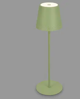 Venkovní osvětlení terasy Briloner LED stolní lampa Kiki s baterií 3000K, zelená