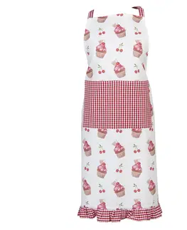 Zástěry Kuchyňská zástěra z bavlny Cherry Cupcake - 70*85 cm Clayre & Eef UP41