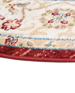 Kulaté a oválné koberce Kulatý vintage koberec červeno béžový
