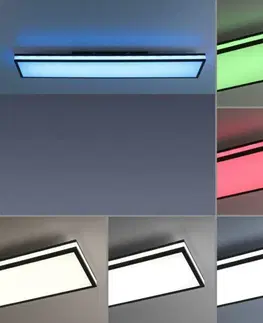 LED stropní svítidla LEUCHTEN DIREKT is JUST LIGHT LED stropní svítidlo 100x25cm, černá, hranaté, RGB Dreamcolor, stmívatelné, panel RGB+2700-5000K