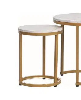 Konferenční stolky Konferenční stolek 2 ks HOLA Signal Bílá / zlatá