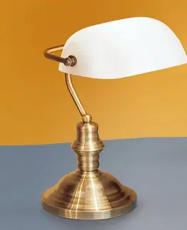 Stolní lampy kancelářské Orion Stolní lampa Onella v bankéřském stylu, opál