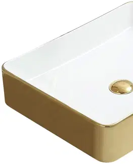 Umyvadla Keramické umyvadlo na desku MEXEN ESTELA bílé/zlaté