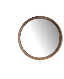 Luxusní a designová zrcadla Estila Moderní zrcadlo Vita Naturale s dřevěným rámem kulaté 90cm