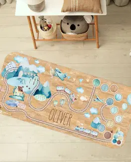 Korkové koberce Dětský korkový koberec s vlakem a železnicí pro kluky