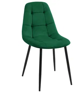 Židle Ak furniture Sametová čalouněná prošívaná židle Deta zelená
