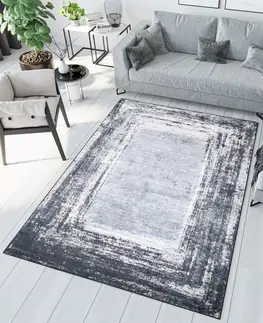 Moderní koberce Tmavý trendy koberec s protiskluzovou úpravou