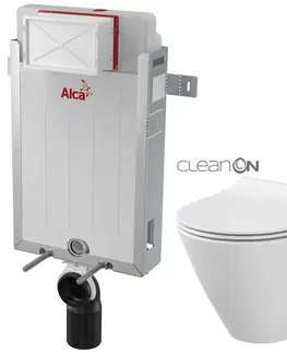 Záchody ALCADRAIN Renovmodul předstěnový instalační systém bez tlačítka + WC CERSANIT CLEANON CITY AM115/1000 X CI1