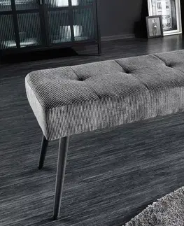 Lavice do jídelny LuxD Designová lavice Bailey 100 cm tmavě šedý manšestr - II. třída