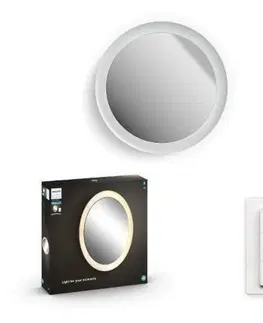 Chytré osvětlení PHILIPS HUE Hue LED White Ambiance Nástěnné koupelnové svítidlo se zrcadlem Philips Adore BT 34186/31/P6 40W 2400lm 2200-6500K IP44 24V, bílé s dálkovým ovladačem a Bluetooth
