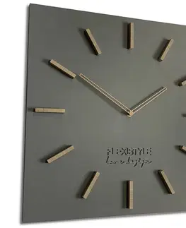 Nástěnné hodiny Velké nástěnné hodiny ze dřeva v šedé barvě