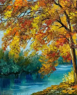 Samolepící tapety Samolepící tapeta malované stromy v barvách podzimu