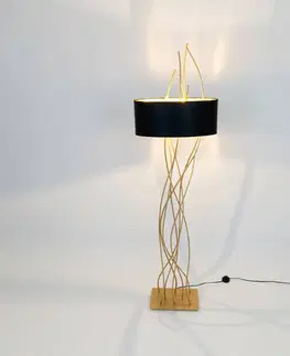 Stojací lampy Holländer Oválná stojací lampa Elba, zlatá/černá, výška 180 cm, železo