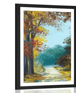 Příroda Plakát s paspartou malované stromy v barvách podzimu