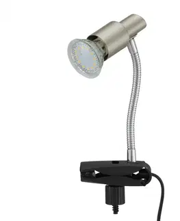 LED stolní lampy BRILONER Flexibilní svítidlo se svorkou 12 cm 1xGU10 3W 250lm matný nikl BRI 2877-012P
