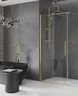 Sprchové kouty MEXEN/S Velar sprchový kout 130 x 80, transparent, zlatá kartáčovaná 871-130-080-01-55