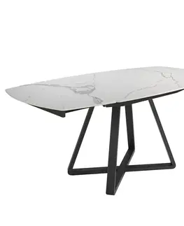 Designové a luxusní jídelní stoly Estila Moderní rozkládací jídelní stůl Urbano bílý mramor 120-178cm