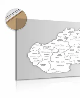 Obrazy na korku Obraz na korku černobílá mapa Slovenska