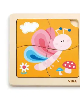 Hračky VIGA - Dřevěné puzzle pro nejmenší Viga 4 ks Motýlek
