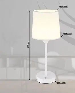 Stolní lampy Globo LED dobíjecí stolní lampa Lunki, bílá, výška 35 cm, tkanina, CCT